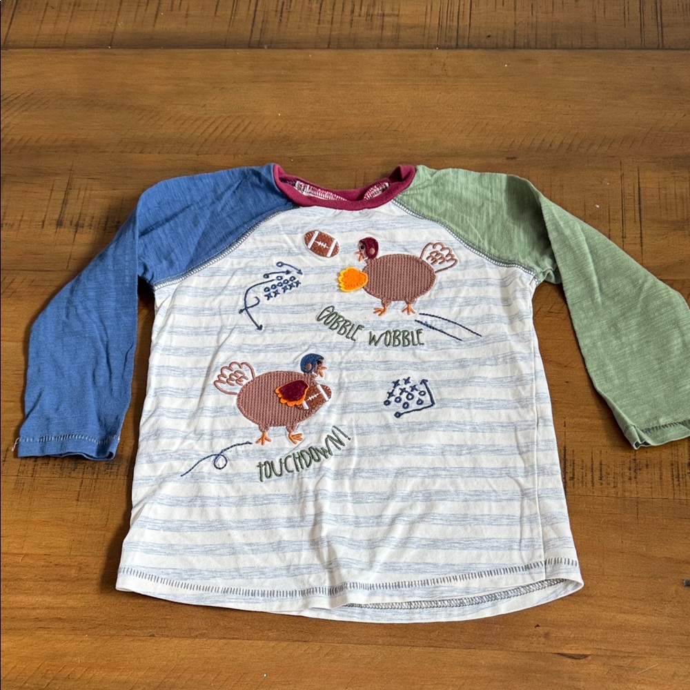 Mud Pie Kids' Thanksgiving/Football Long Sleeve Shirt